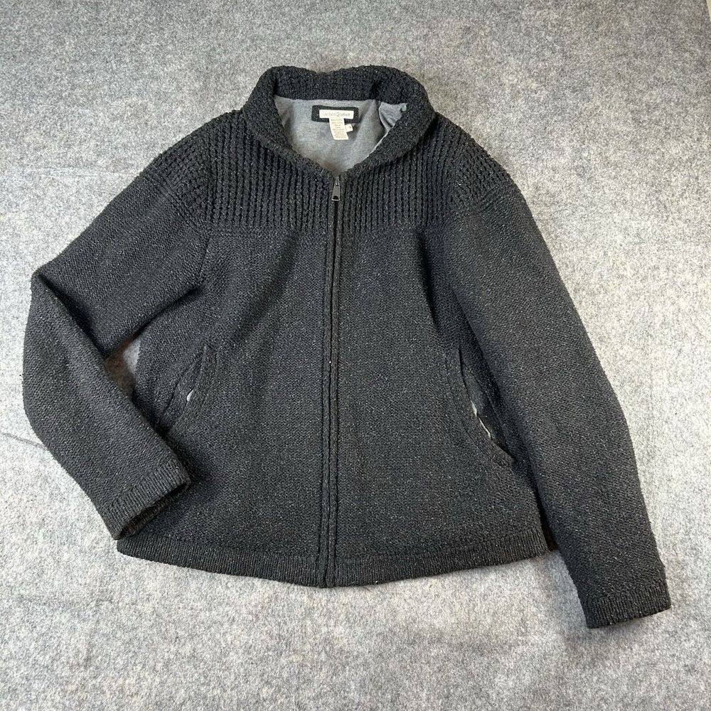Carbon 2 Cobalt Sweater Mens Small Knit Full Zip Cotton Charcoal Gray Pockets
